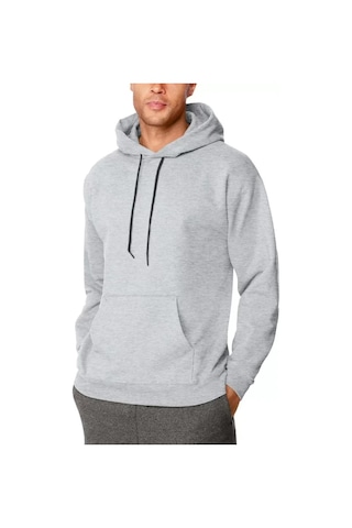 Efnaz Style Erkek Uzun Kol Kapşonlu Basic Sweatshirt Hoodie - Gri
