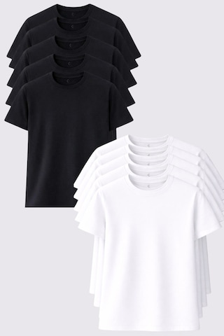 Blayn Jeans Erkek 10'lu Tişört Seti %100 Pamuk Basic Regular Fit Bisiklet Yaka Düz Renk Günlük T-shirt Siyah - Beyaz