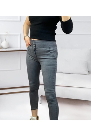 Valensdesign Yüksel Bel Likralı Kot Pantolon Gri