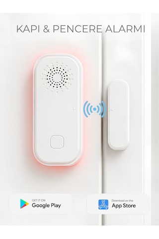 Fletvi Smart Akıllı Kapı Ve Pencere Dedektörü Alarm Sistemi Anlık Bildirimli Alarm Sistemi Sesli Işıklı