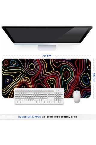 İlyuka Mousepad 70x30cm Büyük Boy Xl Mp377030 Colored Topography