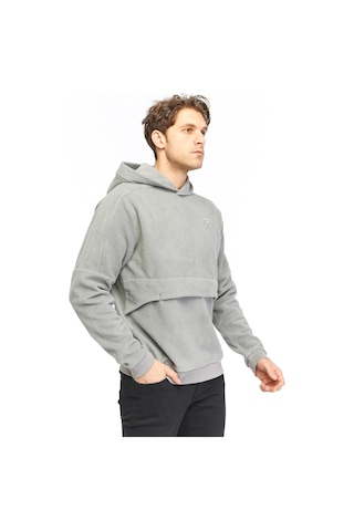 Raru Erkek Kapüşonlu Polar Sweatshirt Dıves Gri