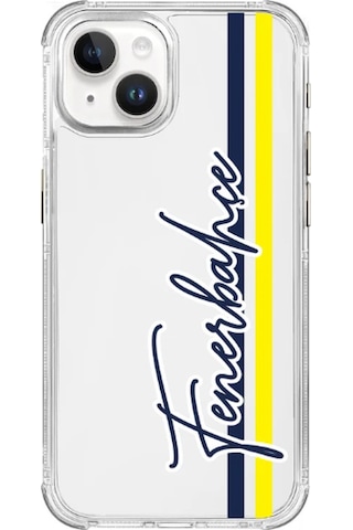 X Dekomus Lisanslı Fenerbahçe Apple iPhone Uyumlu 15 El Yazılı Sarı Lacivert Şeffaf Telefon Kılıfı "dekomus Cep Defteri "