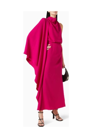 Acler Saten Maxi Elbise - Mor - %70 Asetat %30 Polyester - Drapeli Kaban Kol & Açık Sırt Pembe