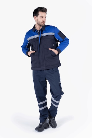 İş Montu Reflektörlü Cepli Kapitoneli Lacivert - Saks Mavi