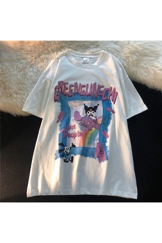 Adrift Y2k Harajuka Style Etiket Anime Harajuku Kuromi Greengungchi Tshirt Arskuromimagictshirt Beyaz