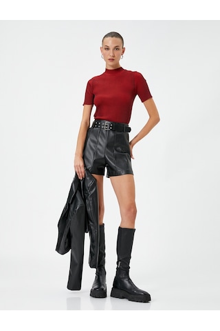 Koton Triko Kazak Kısa Kollu Fitilli Yarım Balıkçı Yaka Slim Fit Kırmızı 4wak90217ht 4WAK90217HT401 Kırmızı