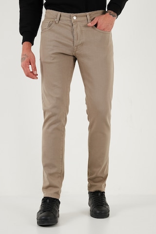 Buratti Streç Pamuklu Slim Fit Normal Bel Dar Paça Jeans Erkek Kot Pantolon 1115C24Napoli Bej