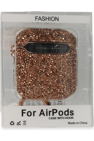 Apple, Uyumlu AirPods 2 2.nesil Mira Taşlı Kılıf - Rose Gold