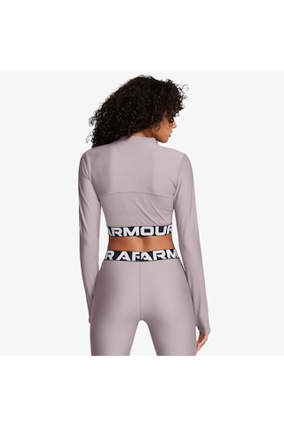 Under Armour Heat Gear Rib 1/4 Zipped Kadın Mor Crop Sweatshirt - 1388692 Mor