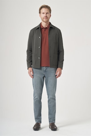 İmza Haki Berberi Yaka Çizgili Desen Gofreli Slim Fit Casual Mont 1007260153