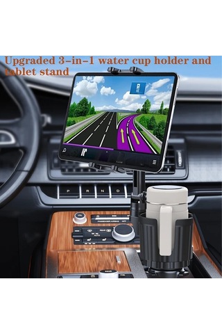 Xuweiwei Black Katlanabilir Klips Versatile 2si 1 Arada Araç Cup Ve Tablet Tutucu Uzatılabilir Kol 360 Döner Taban 4-12.9" Telefon Tabletler İçin