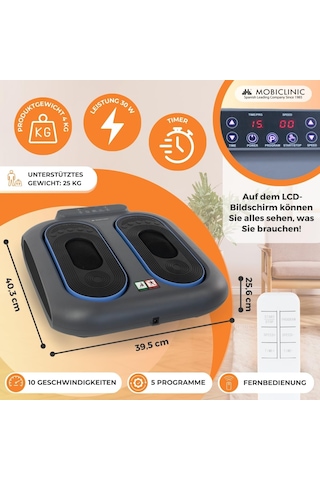 Mobiclinic, Ayak Masajı, Titreşim 10 Hız Seviyesi, 5 Program, Zamanlayıcı, Titreşimli Ayak Ve Bacak Masajı, Uzaktan Kumanda Ve Led Kontrol Paneli, Vıbfıt