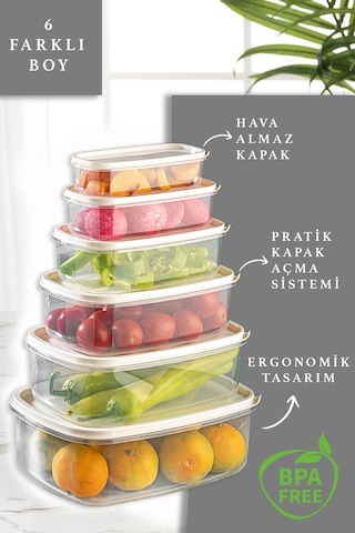 Meleni Home 12'li Dikdörtgen Sweet Saklama Kabı Seti - Şeffaf