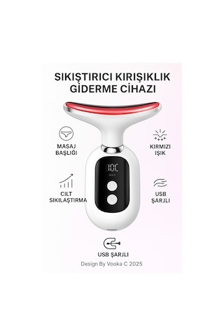 Boyun Ve Yüz Masaj Aleti , Cilt Sıkılaştırıcı, Led Işıklı, Taşınabilir Şarjlı