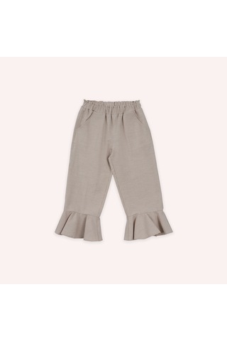 Panço Kız Çocuk Paçası Fırfırlı Pantolon Bej