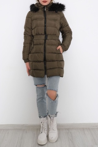 Kemerli Şişme Mont Haki - 6117.1555. Haki