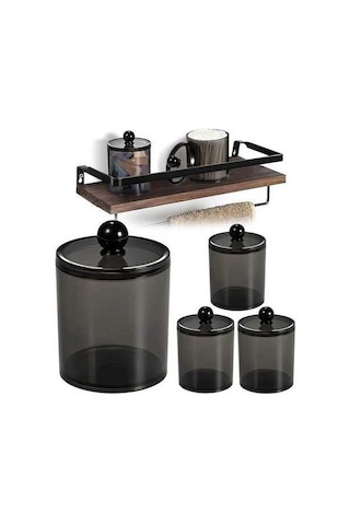 Novahub Modern Akrilik Banyo Organizer Kavanoz Seti Siyah - Pratik Ve Şık Banyo Düzenleyici Siyah