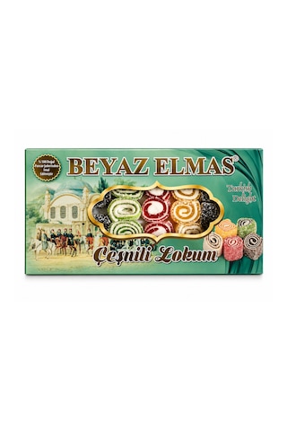 Beyaz Elmas Çeşnili Lokum 200 Gr Karışık Meyve Aromalı Türk Lokumu - Hindistan Cevizli