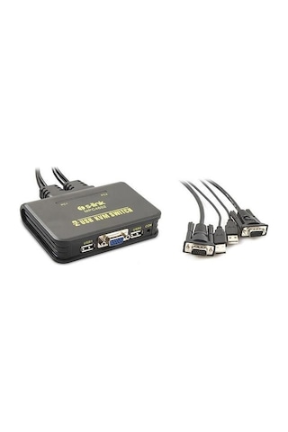 S-link SL- MPC4602 2 Port Vga 2 Port Usb 1.8M M/M Kablolu Otomatik Kvm Siyah Switch