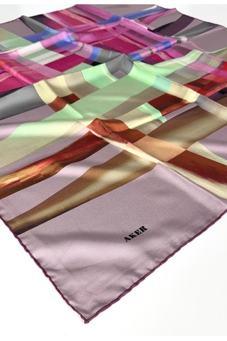 Aker Saf Twill İpek Eşarp -asm7703713 - 991 Çok Renkli