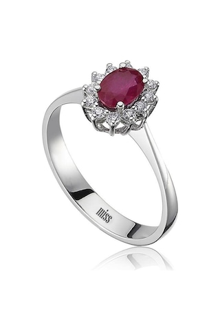 Pırlanta Yakut Yüzük - 0,10 Karat 8 Ayar