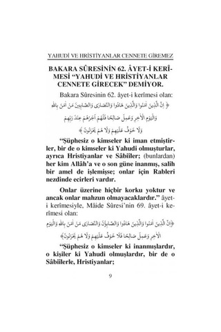 Yahudi ve Hristiyanlar Cennete Girecek Diyenler Cennete Giremez 9786054814190
