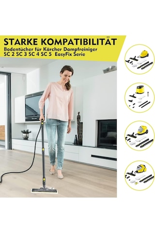 12 Adet Mikrofiber Bez Seti, Kärcher Buharlı Temizleyici Aksesuarları Easyfix Sc 2, Sc 3, Sc 4, Sc 5 İle Uyumlu, Makinede Yıkanabilir 4 Zemin Bezi Seti + 2 Zımpara Zemin Bezi + 6 El Başlığı