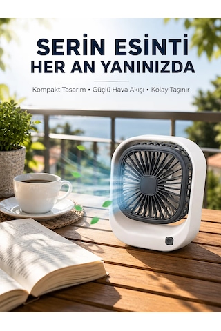 Taşınabilir Şarjlı Masa Fanı Sessiz Ve Güçlü Hava Akışlı Mh-hs1374-3318