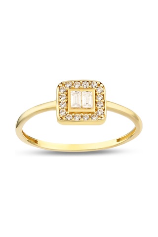 Debora Jewelry 14 Ayar Altın Kare Baget Yüzük