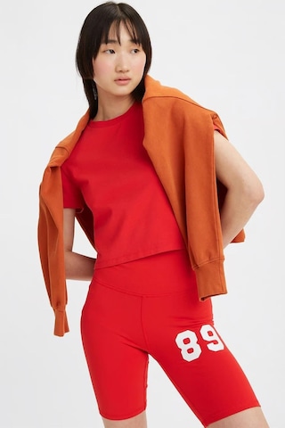 Levi's Kadın Bisiklet Yaka Pamuklu Dar Kesim Basic Crop Kırmızı T-shirt - A3718 001 Kırmızı XS