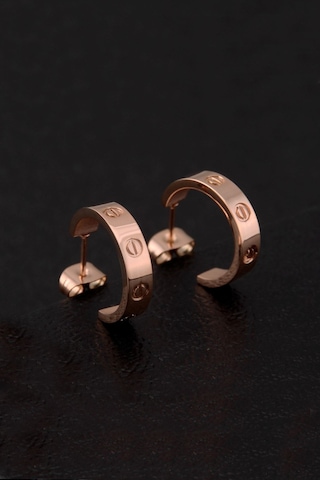 Chavin Rose Vidalı Tasarım Kadın Çelik Küpe Eh81rs Rose Gold