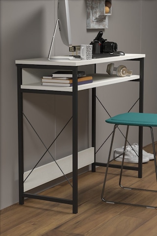 Çalışma Masası Bilgisayar Laptop Ofis Masası Okul Ev Beyaz Beyaz