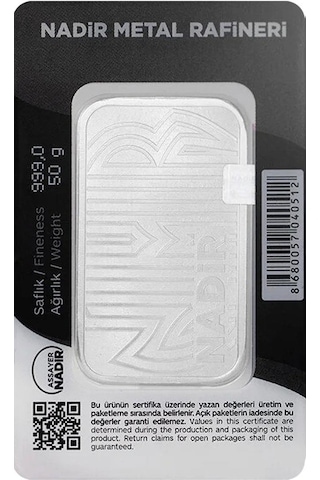 Nadirgold 50 Gr Gümüş Külçe