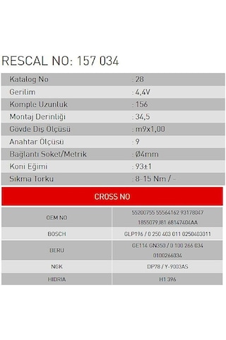 Isıtma Bujisi - Alfa Romeo - Bmc - Jeep Cherokee - Chrysler - Fiat - Opel - Et157034