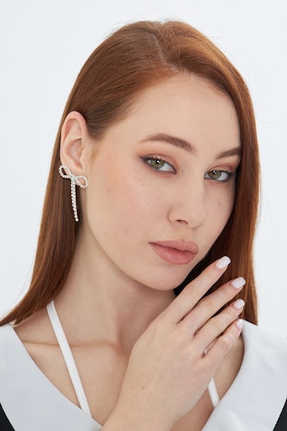 Lesa Wear Zirkon Taşlı Fiyonk Küpe, Sallantılı Küpe, Abiye Küpe Gümüş