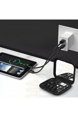Lenyes Lb602 6in1 Type-c To Type-c Kablolu 60w Çevirici Adaptör Seti Standlı Saklama Kutusu Siyah