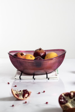 Akrilik Barok Mürdüm Büyük Oval Meyve & Salata Kasesi & Karıştırm