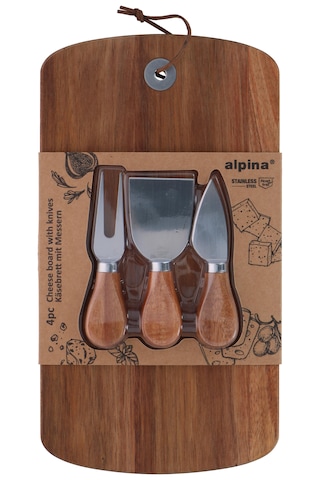 Alpina Alp112 Peynir Tahtası Ve Bıçak Seti 4 Parça 32x17,5 Cm 1 Adet