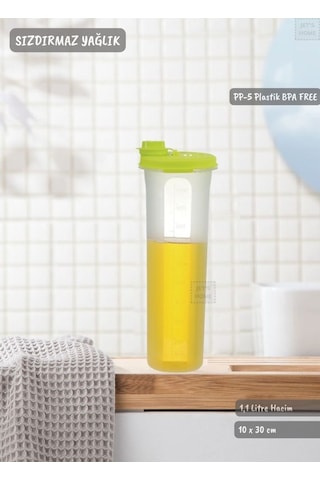 Sızdırmaz Yağdanlık Ölçekli Yağ Şişesi Kilitlemeli Yağlık 1,1 Litre Bpa Free Şeffaf