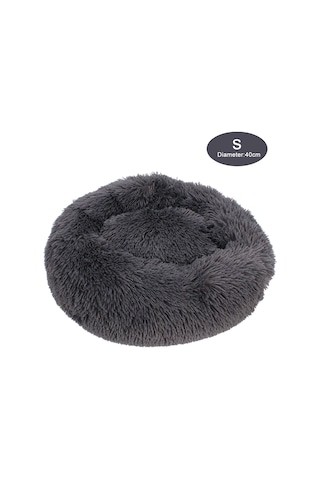 Padalink Köpek Ve Kedi İçin Kuru Kürk Yuvarlak Winter Isı Verici Ev Matı, Koyu Gri, S Boyutu 40 Cm Çap Koyu Gri