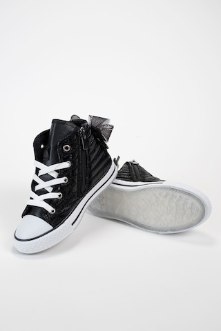 Scarpe Magiche Black Star Taşlı Fiyonklu Yüksek Bilekli Spor Ayakkabı 31-35 Numara Arası Işıksızdır Siyah