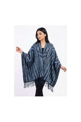 Aldaıyr Kadın Kışlık Çift Taraflı Panço Omuz 140x140 Çok Renkli45
