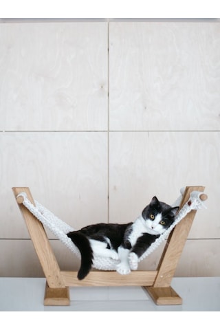 Ahşap Kedi Hamağı - Dekoratif Kedi Yatağı