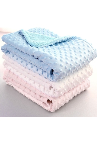 Sones İlkbahar Ve Sonbahar Çift Katlı Bebek Örgü Polar Battaniye Yatak Örtüsü Beyaz