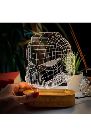 Maske Tasarımlı 3 Boyutlu Optik İllüzyon Gece Lambası Çok Renkli