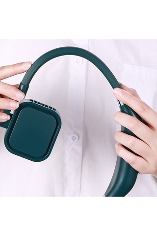 G2 Asılı Boyun Yapraksız Fan Açık Öğrenci Sporları Mini Usb Sessiz Fan Renk 2000mah Gece Yeşil 0907 Beyaz