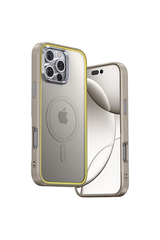 Aohi The Future Apple Uyumlu iPhone 16 Pro Kılıfı, Magsafe Telefon Kılıfı, Desert Titanium Şeffaf