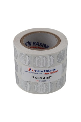 Original Etiketi Pp Metalize Hologramlı 15mm Çapında 2000 Adet Yan Yana 3 Lü 1