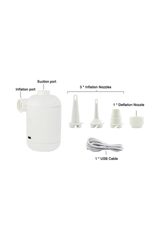 Symbee Beyaz Usb Dörtlü Fonksiyonlu Hava Pompa - Şişme Ve Havalandırma, Dış Mekan Taşınabilir, 140l/dak, Abs Malzeme, 1m Kablolu